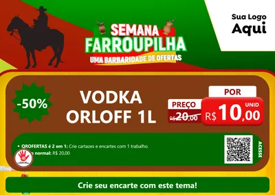Modelo de Cartaz para Cartaz A4 Horizontal com o tema Semana Farroupilha - Uma Barbaridade de Ofertas para Distribuidora de bebidas