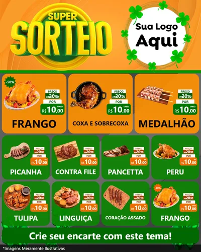 Modelo de Rede Social para Feed Instagram com o tema Super Sorteio para Assados
