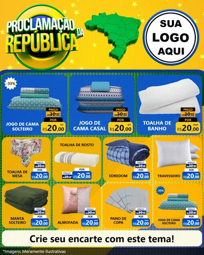 Modelo de Rede Social para Feed Instagram com o tema Proclamação da República para Cama, Mesa e Banho