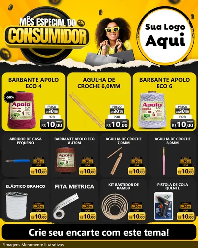 Modelo de Rede Social para Feed Instagram com o tema Mês Especial do Consumidor para Armarinho e Aviamentos