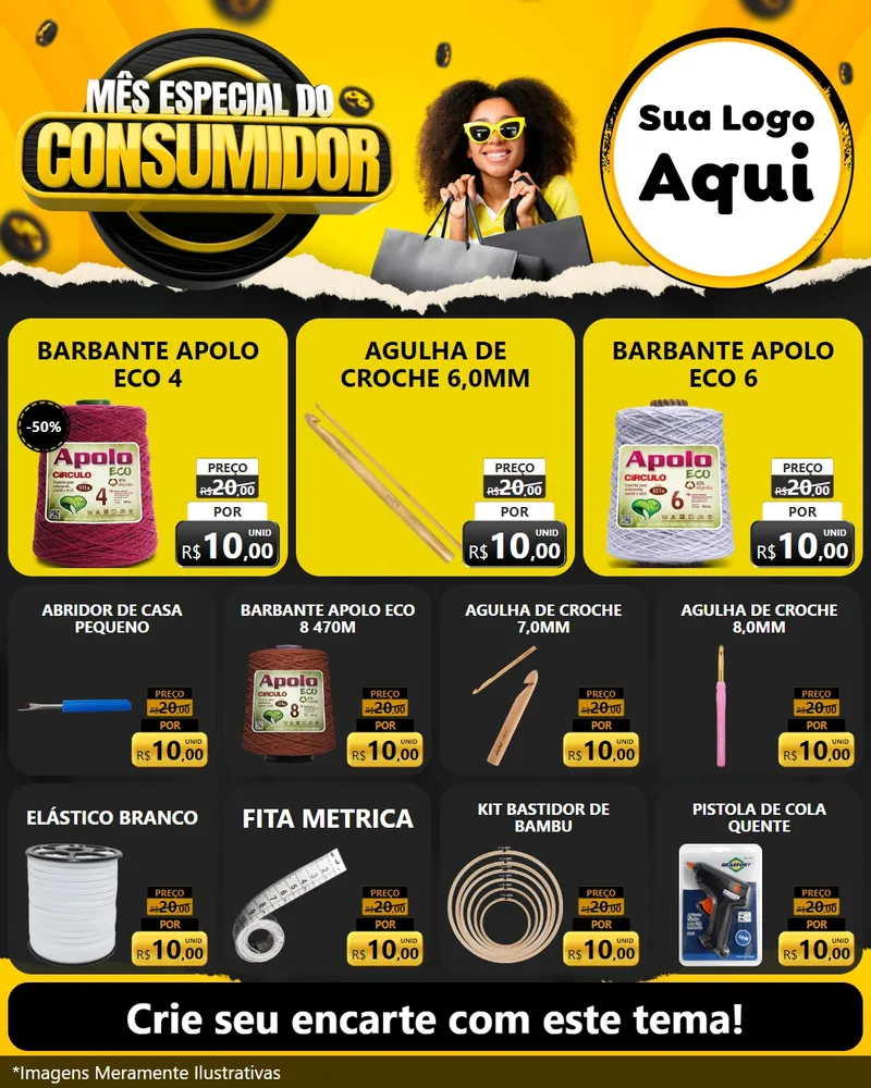 Modelo de Rede Social para Feed Instagram com o tema Mês Especial do Consumidor para Armarinho e Aviamentos