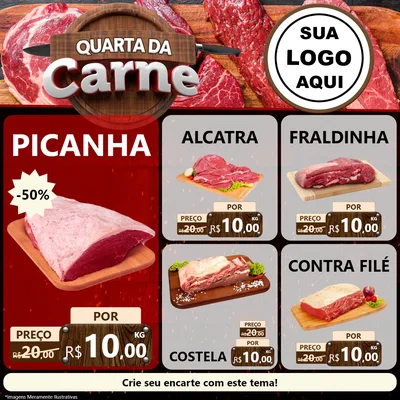 Modelo de Rede Social para Feed Facebook com o tema Quarta da Carne para Açougue