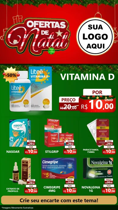 Modelo de Rede Social para Stories com o tema Ofertas de Natal para Farmácia