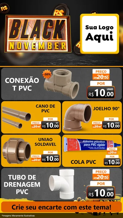 Modelo de TV para TV Vertical com o tema Black November para Tubos e conexões