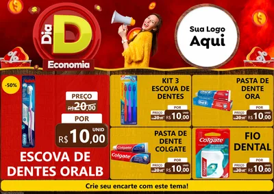 Modelo de Encarte para Encarte A4 Horizontal com o tema Dia D Economia para Higiene Pessoal