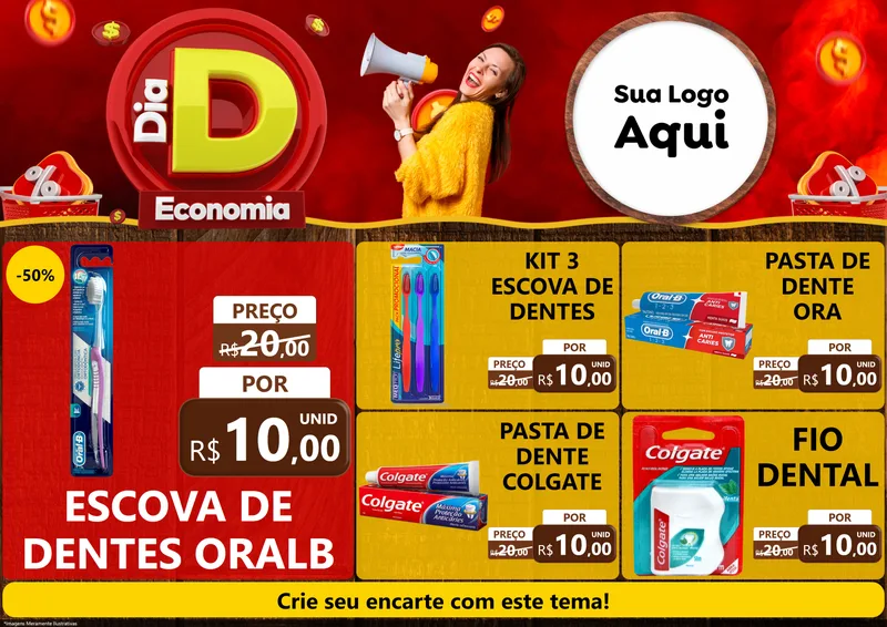 Modelo de Encarte para Encarte A4 Horizontal com o tema Dia D Economia para Higiene Pessoal