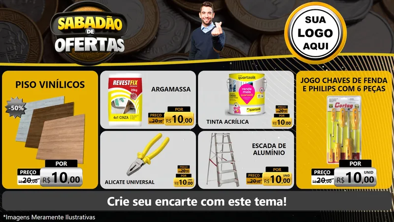 Modelo de TV para TV Horizontal com o tema Sabadão de Ofertas para Material para Construção