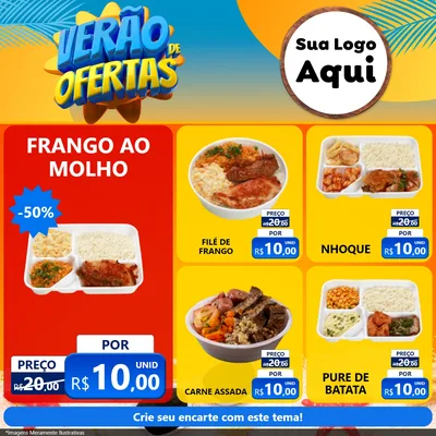 Modelo de Rede Social para Feed Facebook com o tema Verão de Ofertas para Restaurante