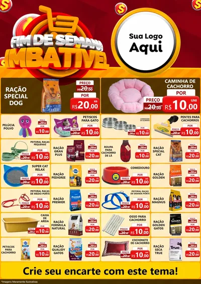 Modelo de Encarte para Encarte A4 Vertical com o tema Fim de Semana Imbatível para Pet Shop