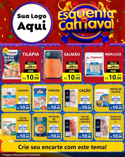 Modelo de Rede Social para Feed Instagram com o tema Esquenta de Carnaval para Peixaria