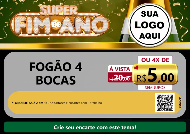 Modelo de Cartaz para Cartaz A4 Horizontal com o tema Super Fim de Ano para Móveis e Eletro