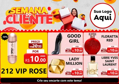 Modelo de Encarte para Encarte A4 Horizontal com o tema Semana do Cliente para Perfumes