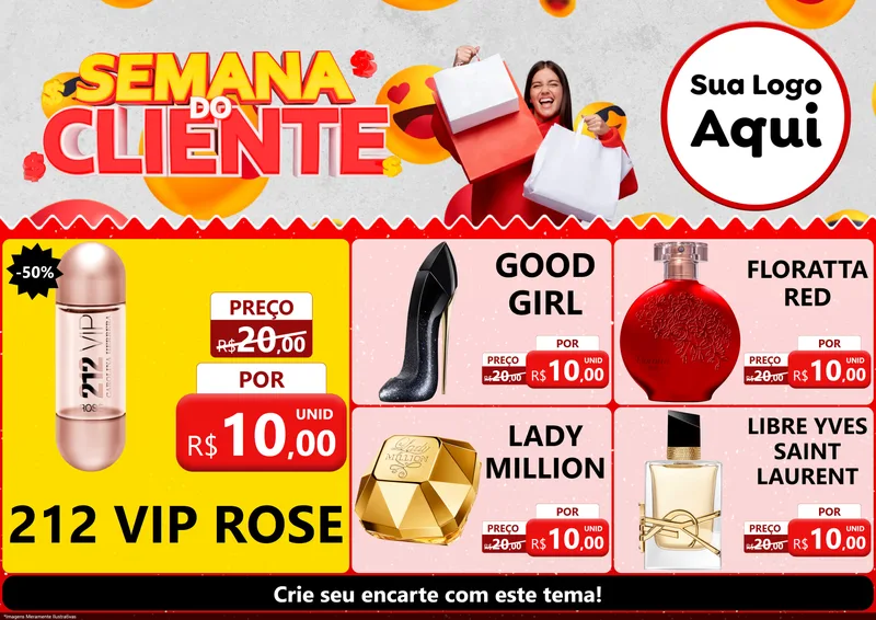 Modelo de Encarte para Encarte A4 Horizontal com o tema Semana do Cliente para Perfumes