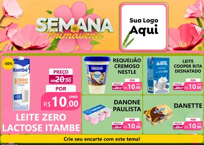 Modelo de Encarte para Encarte A4 Horizontal com o tema Semana da Primavera para Frios e Laticínios