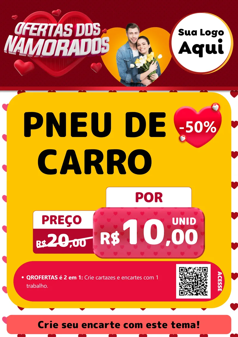 Modelo de Cartaz para Cartaz A4 Vertical com o tema Ofertas Dos Namorados para Auto peças