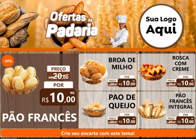 Modelo de Encarte para Encarte A4 Horizontal com o tema Ofertas da Padaria para Padaria