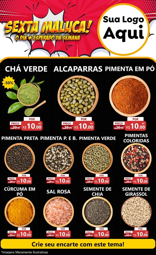 Modelo de Encarte para Encarte Grande com o tema Sexta Maluca! para Produtos Naturais