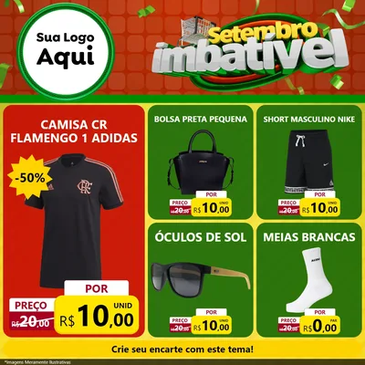Modelo de Rede Social para Feed Facebook com o tema Setembro Imbatível para Roupas e acessórios