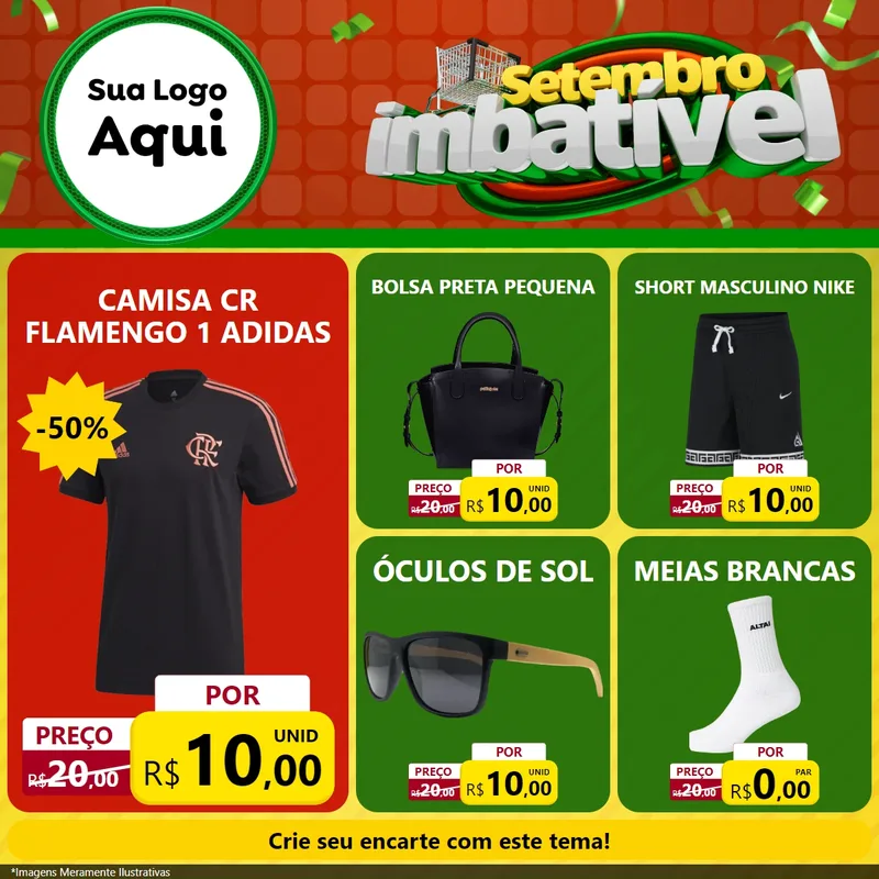 Modelo de Rede Social para Feed Facebook com o tema Setembro Imbatível para Roupas e acessórios