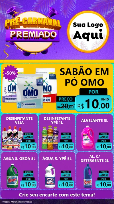 Modelo de Rede Social para Stories com o tema Pré-Carnaval Premiado para Produtos de Limpeza