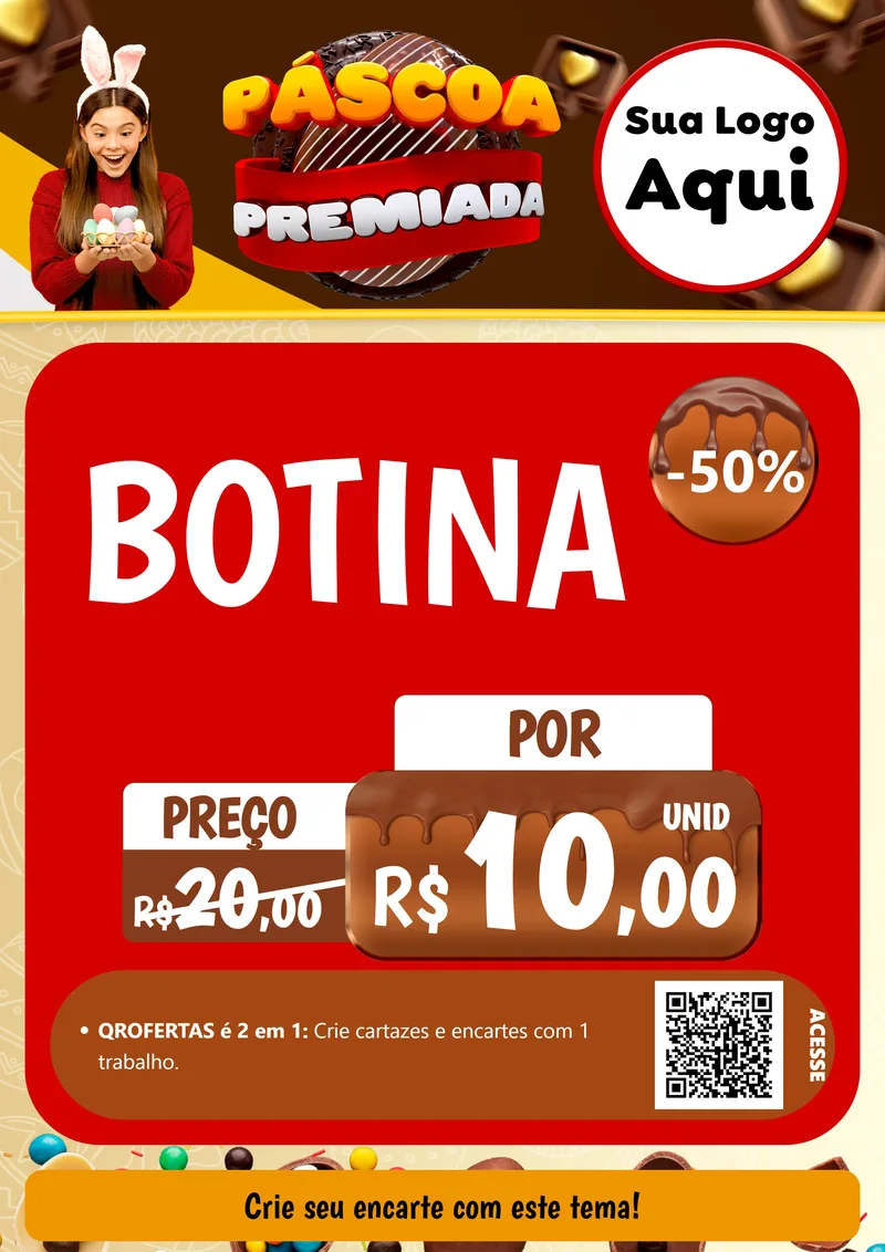 Modelo de Cartaz para Cartaz A4 Vertical com o tema Páscoa Premiada para Agropecuária