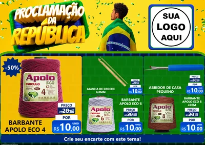 Modelo de Encarte para Encarte A4 Horizontal com o tema Proclamação da República para Armarinho e Aviamentos
