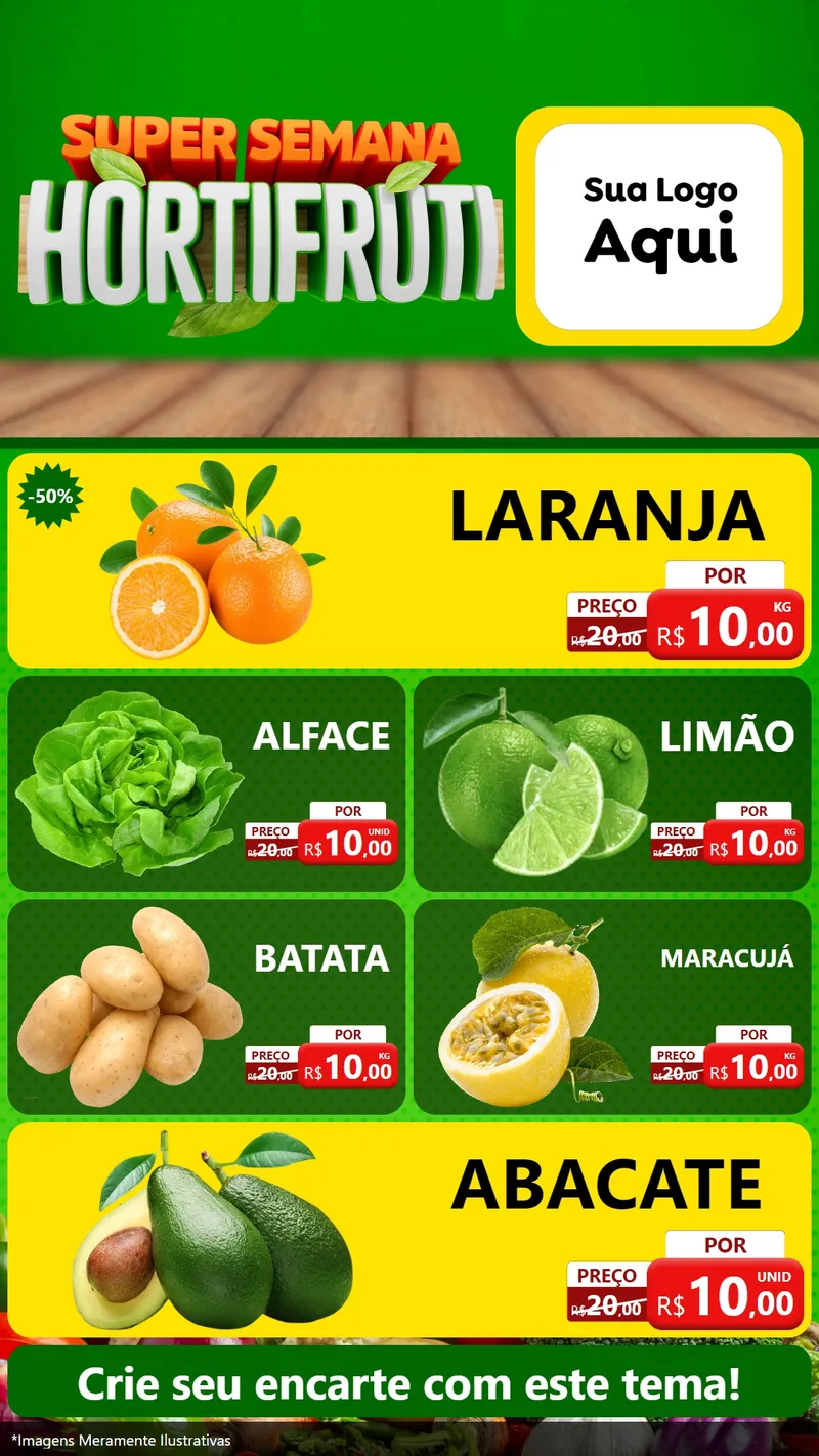 Modelo de TV para TV Vertical com o tema Super Semana Hortifrúti para Hortifrúti