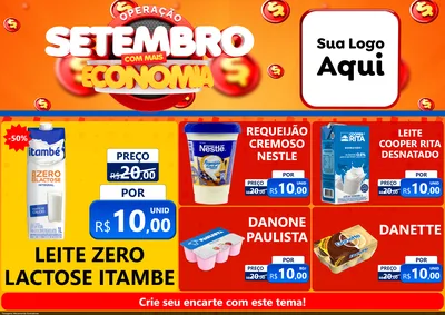 Modelo de Encarte para Encarte A4 Horizontal com o tema Operação Setembro Com Muita Economia para Frios e Laticínios