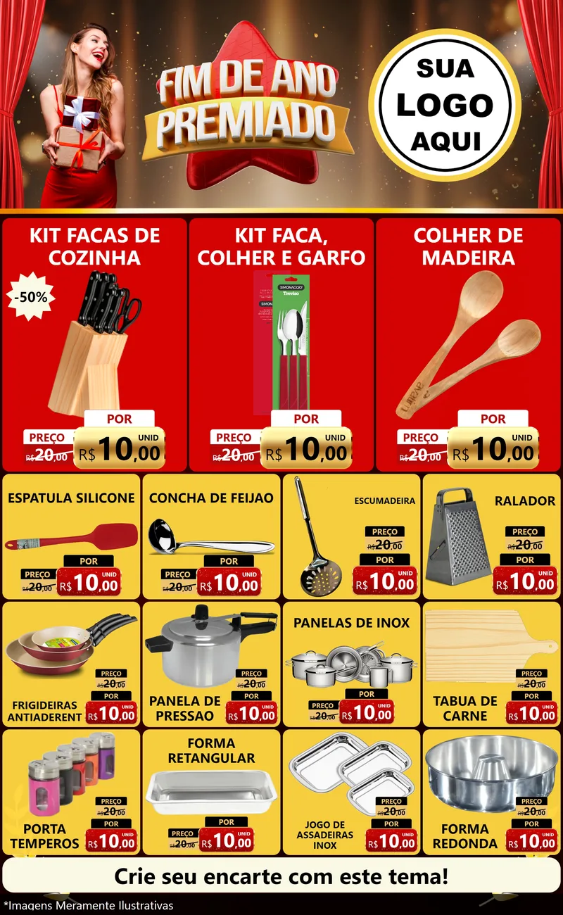 Modelo de Encarte para Encarte Grande com o tema Fim de Ano Premiado para Utilidades Domésticas