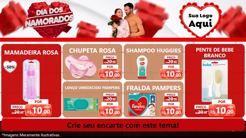 Modelo de TV para TV Horizontal com o tema Dia dos Namorados para Bebês