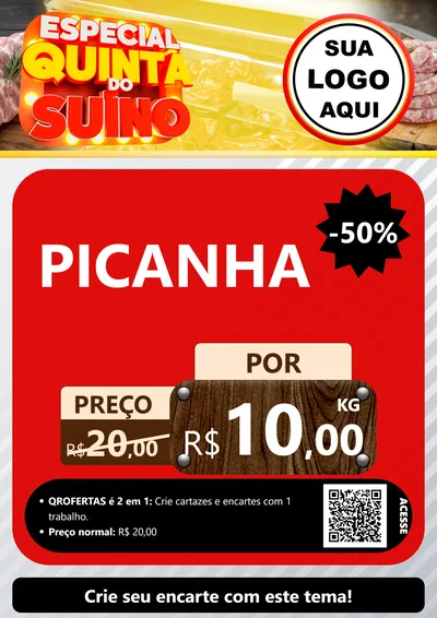 Modelo de Cartaz para Cartaz A4 Vertical com o tema Especial Quinta do Suíno para Açougue