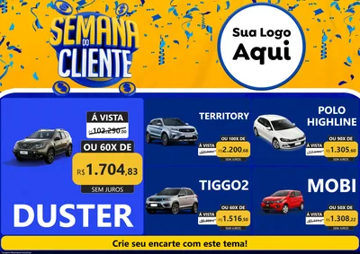 Modelo de Encarte para Encarte A4 Horizontal com o tema Semana do Cliente para Concessionaria de Carros