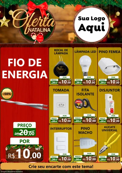 Modelo de Encarte para Encarte A4 Vertical com o tema Ofertas Natalina para Materiais Elétricos