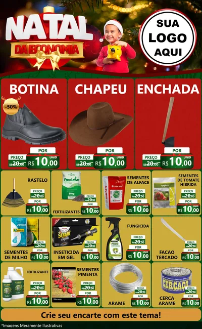 Modelo de Encarte para Encarte Grande com o tema Natal da Economia para Agropecuária