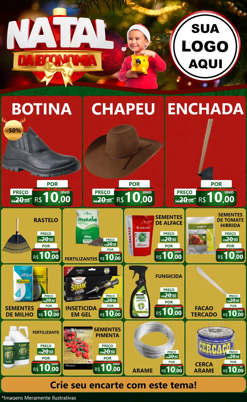 Modelo de Encarte para Encarte Grande com o tema Natal da Economia para Agropecuária