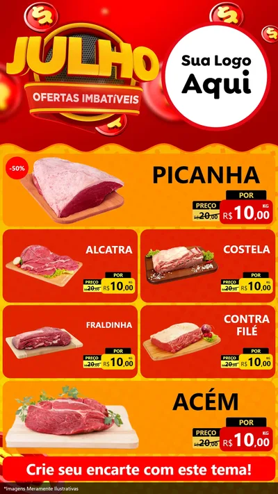 Modelo de TV para TV Vertical com o tema Julho Ofertas Imbatíveis para Açougue