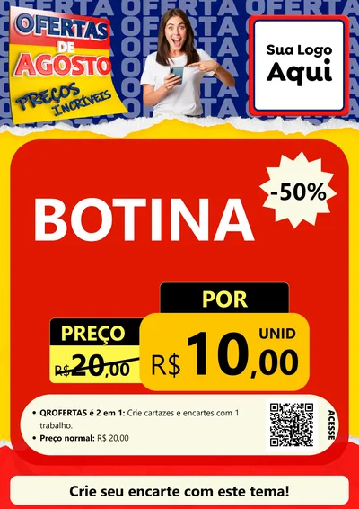 Modelo de Cartaz para Cartaz A4 Vertical com o tema Ofertas de Agosto - Preços Incríveis para Agropecuária