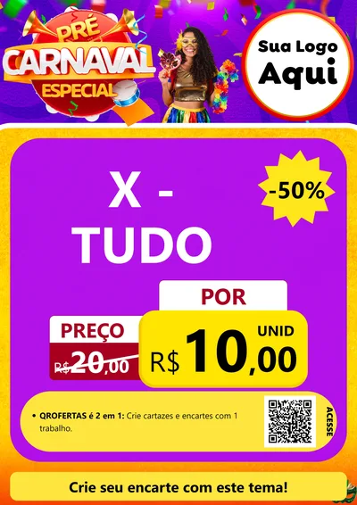 Modelo de Cartaz para Cartaz A4 Vertical com o tema Pré-Carnaval Especial para Hamburgueria