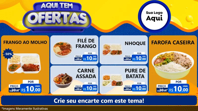 Modelo de TV para TV Horizontal com o tema Aqui Tem Ofertas para Restaurante