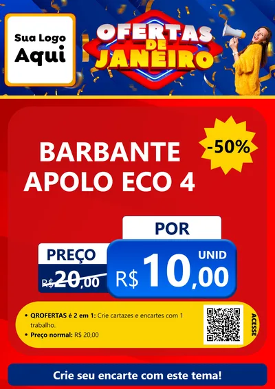 Modelo de Cartaz para Cartaz A4 Vertical com o tema Ofertas de Janeiro para Armarinho e Aviamentos