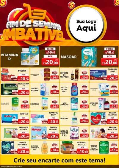 Modelo de Encarte para Encarte A4 Vertical com o tema Fim de Semana Imbatível para Farmácia