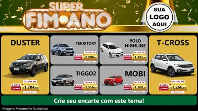 Modelo de TV para TV Horizontal com o tema Super Fim de Ano para Concessionaria de Carros