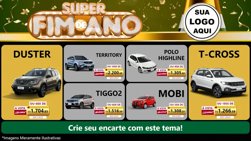 Modelo de TV para TV Horizontal com o tema Super Fim de Ano para Concessionaria de Carros