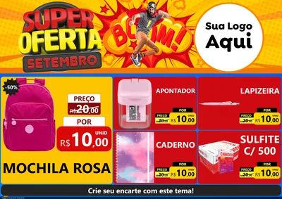 Modelo de Encarte para Encarte A4 Horizontal com o tema Super Oferta Setembro para Papelaria