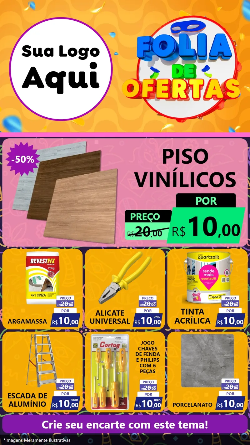 Modelo de Rede Social para Stories com o tema Folia de Ofertas para Material para Construção