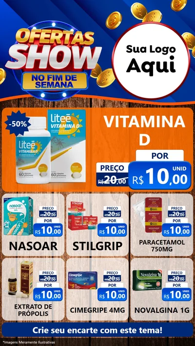 Modelo de Rede Social para Stories com o tema Ofertas Show No Fim De Semana para Farmácia
