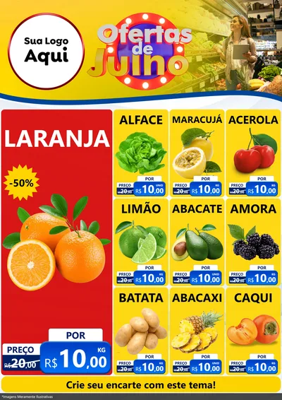 Modelo de Encarte para Encarte A4 Vertical com o tema Ofertas de Julho para Hortifrúti