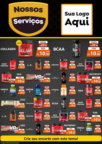 Modelo de Encarte para Encarte A4 Vertical com o tema Nossos Serviços para Suplementos alimentares