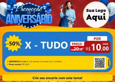 Modelo de Cartaz para Cartaz A4 Horizontal com o tema Promoção de Aniversário para Hamburgueria