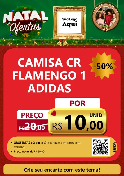 Modelo de Cartaz para Cartaz A4 Vertical com o tema Natal de Ofertas para Roupas e acessórios